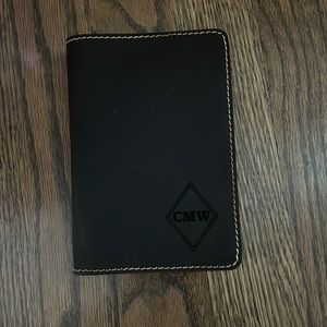 Brown Leather Passport Holder personal initials (CMW)